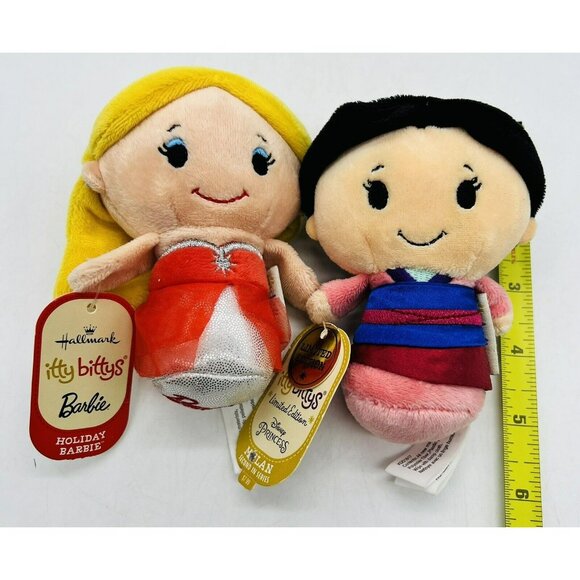 Hallmark Itty Bittys Holiday Barbie Disney Mulan Princess Plush Lot of 2 Tags - Picture 2 of 9